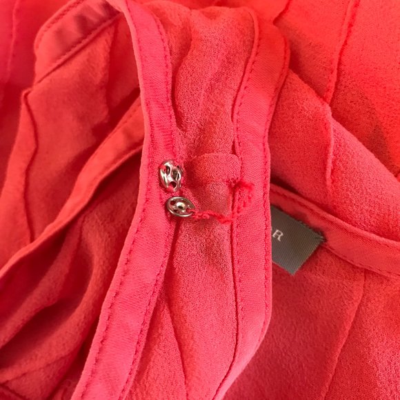 Ann Taylor Silk Blouse Tank Top MEDIUM M Sheer Side Tie Shirt Crop Round Neck - Picture 7 of 8